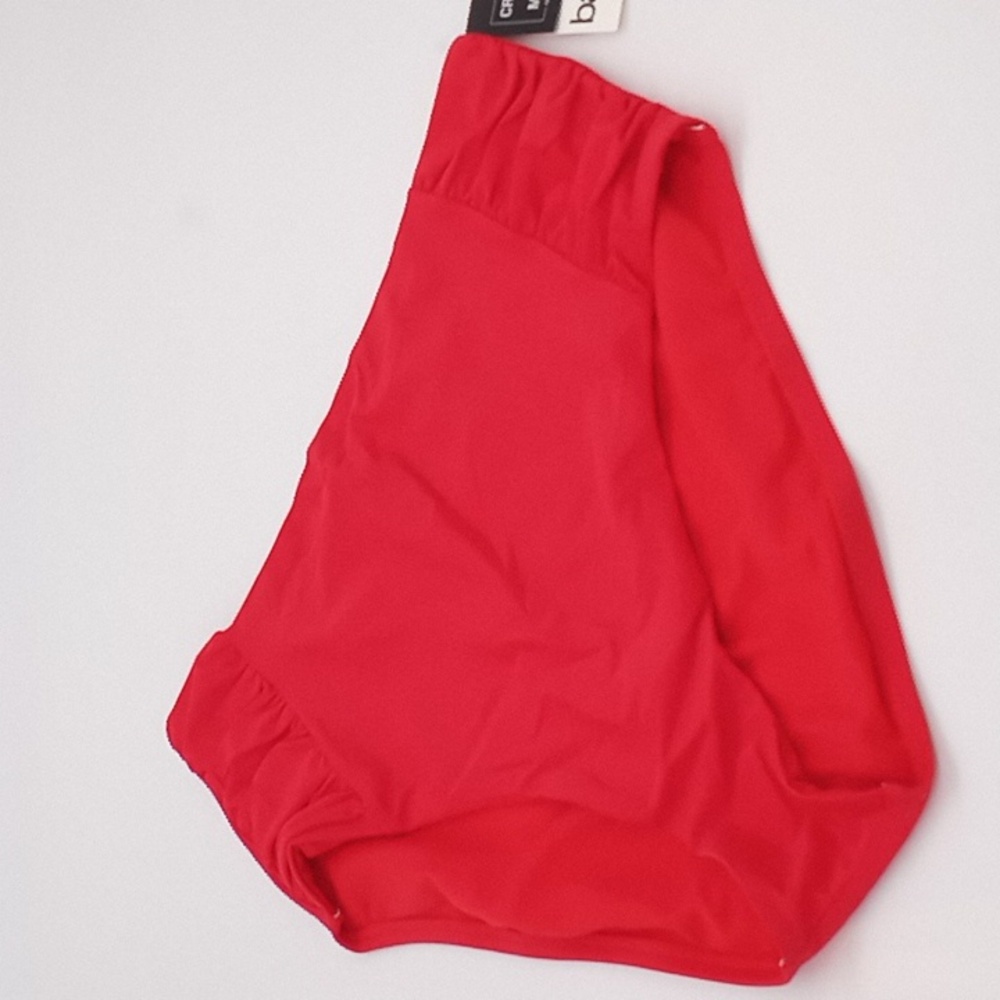 Bar III Shirred High-Rise Bikini Swim Bottom‎ Paradise Pink M